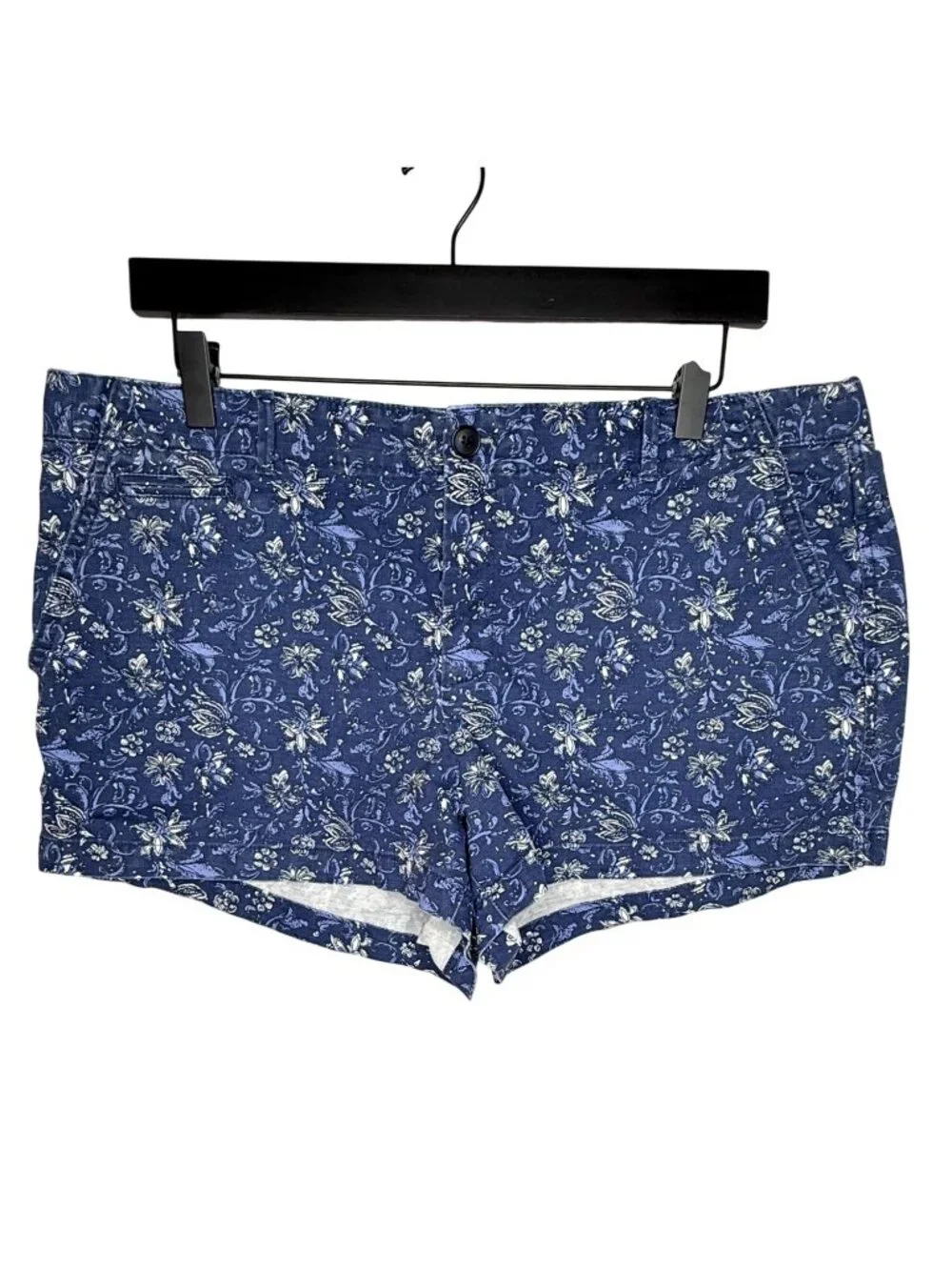 GAP Women's Floral Shorts Blue White Stretch Summer Casual Size 14